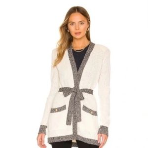 NWT L'AGENCE Lexington Tie Cream Cardigan Sweater